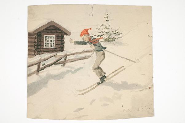 Boy Skiing