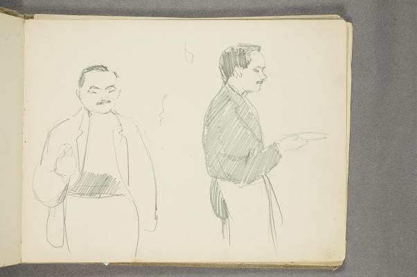 Two Sketches of a Man Standing. Waiter