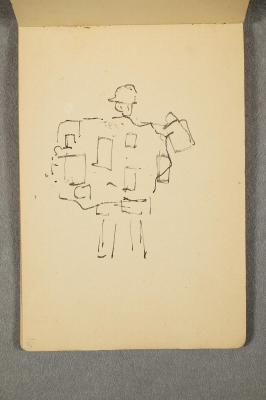 Salesman. Detail Sketch for "The Hearse on Potsdamer Platz"