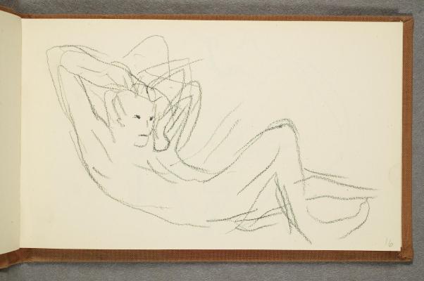 Reclining Male Nude with Hands Behind his Head