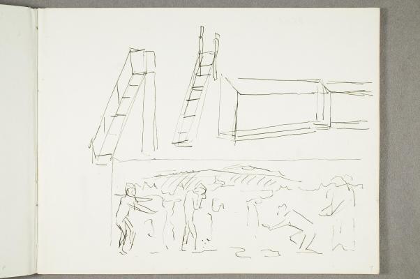 a) Skisser av Munchs stige og friluftsatelier b) Kilden