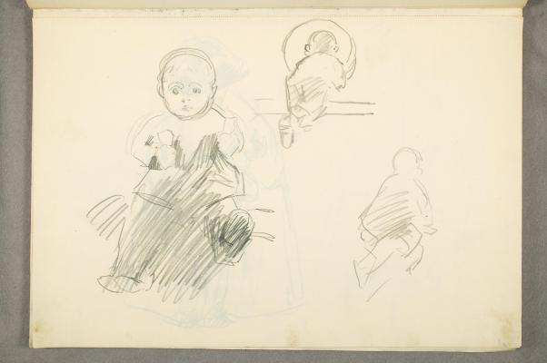 Tre skisser av et barn
