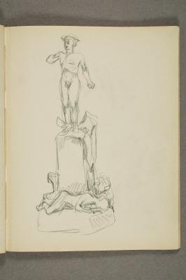 Standing Naked Man on Pedestal. Sketch for a Monument
