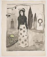 Kvinne på kirkegård