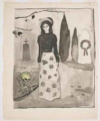 Woman at a Graveyard