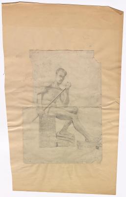 Seated Male Nude with Stick