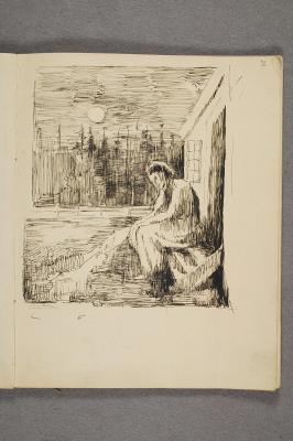 Woman on the Stairs in Moonlight