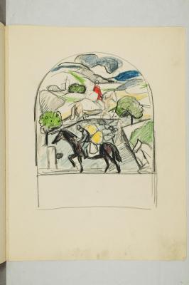 Draft for Bergen Stock Exchange: Riders with Packs