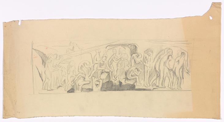 Naked Figures in a Landscape. Draft for "The Storm" / "The War"