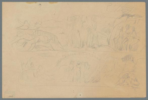 Two Sketches for a Frieze - Landscape with Group of Figures