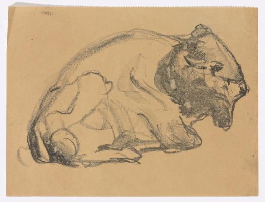 Original Drawing for "Reclining Bison"