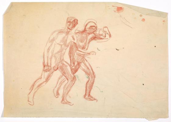 Two Naked Men Walking. Figure Study for "The Storm"