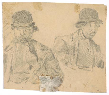 Two Studies of a Man with Hat and Pipe