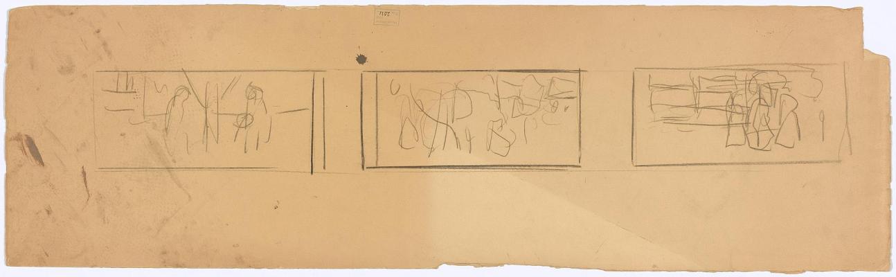Three Panels with Drafts for the Freia Frieze