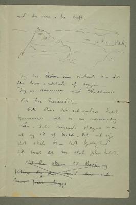 Letter to Karen Bjølstad with Sketch of Mountain