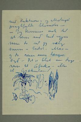 Letter to Karen Bjølstad with Sketch of a Palm Tree