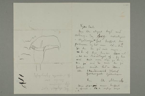 Letter to Karen Bjølstad with two Flower Sketches