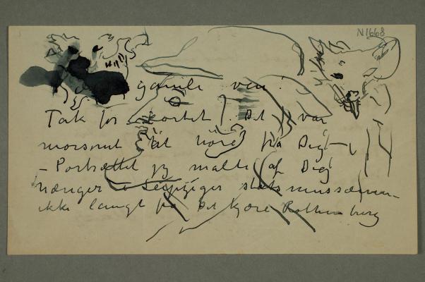 Letter Draft to Carl Dørnberger and Self-Portrait with Dogs