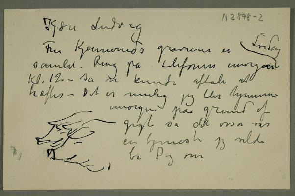 Letter to Ludvig Ravensberg with Sketch of Pigs