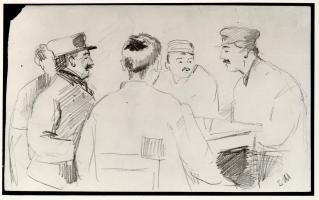 Fem menn rundt et bord