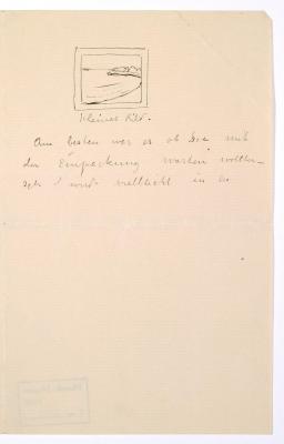 Letter draft to Kunstsalon Louis Bock & Sohn with sketches of five paintings