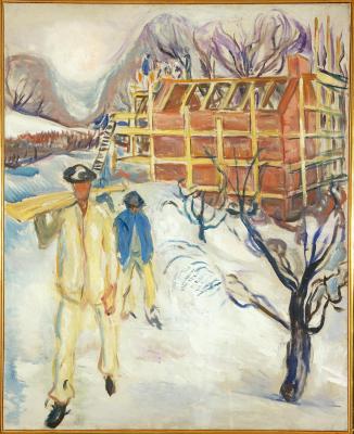 Building Workers in Snow