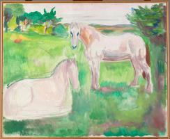 To hvite hester på grønn eng