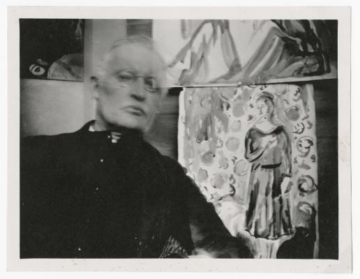 Self-Portrait in Front of His Paintings, Ekely