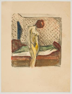 Young Woman Weeping by the Bed