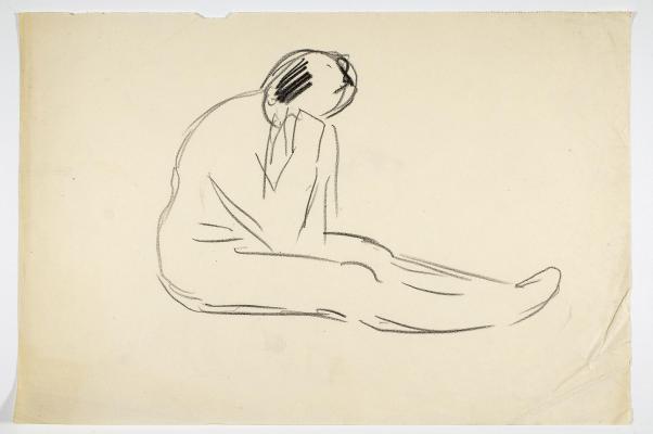 Seated Female Nude with Head in Hands