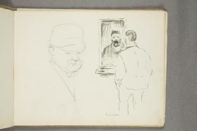 a) Mannsportrett b) Mann stående foran speil