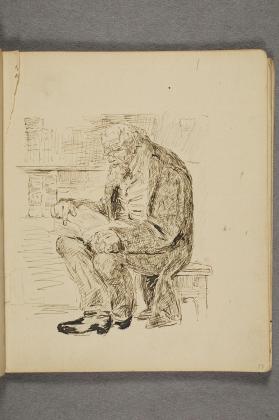 Sittende gammel mann med bok